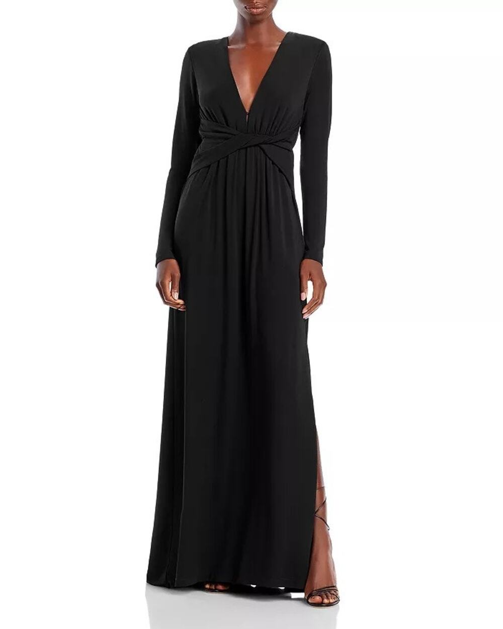 NWT Ramy Brook Black Eve Twist Waist Side Slit Evening Dress Size 4